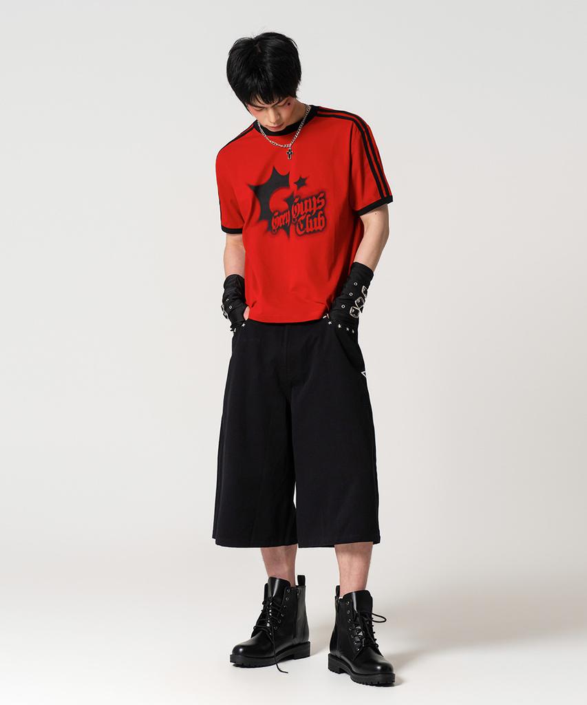 Geuleigaijeukeulleob 2-Type Graphic Ringer Cooling Track Short Sleeve T-Shirt Red