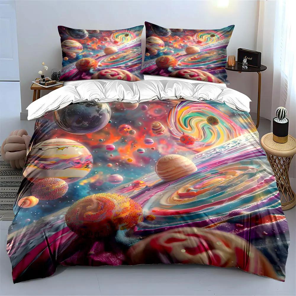 "Galaxy-Inspired Abstract Decor Set" Multiple sizes kid's and adults' bedroom Exquisite 3PC bedding set, gift