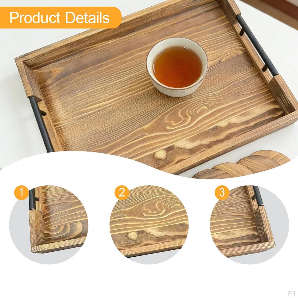 Rustic Wooden Tray for Meal , Ideal Appetizers, Breakfasts, And Country Dinners. The