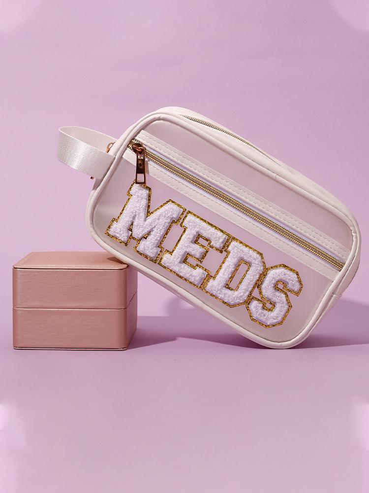 Transparent Waterproof PVC Handbag: Embroidered PU Cosmetic & Wash Bag