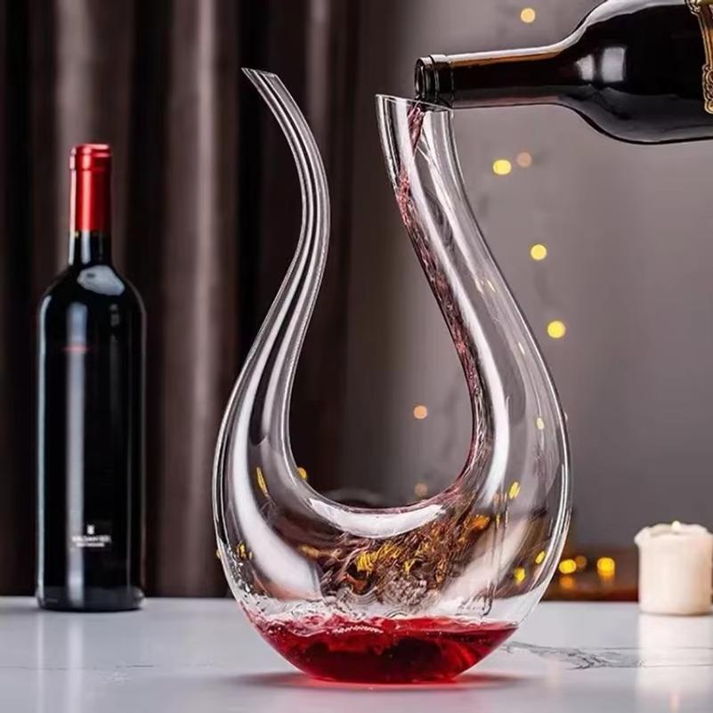 1500ML Velký karafa Ručně vyráběné křišťálové červené víno Brandy Sklenice na šampaňské Dekantér Nalévací nádoba na láhve Provzdušňovač pro rodinný bar