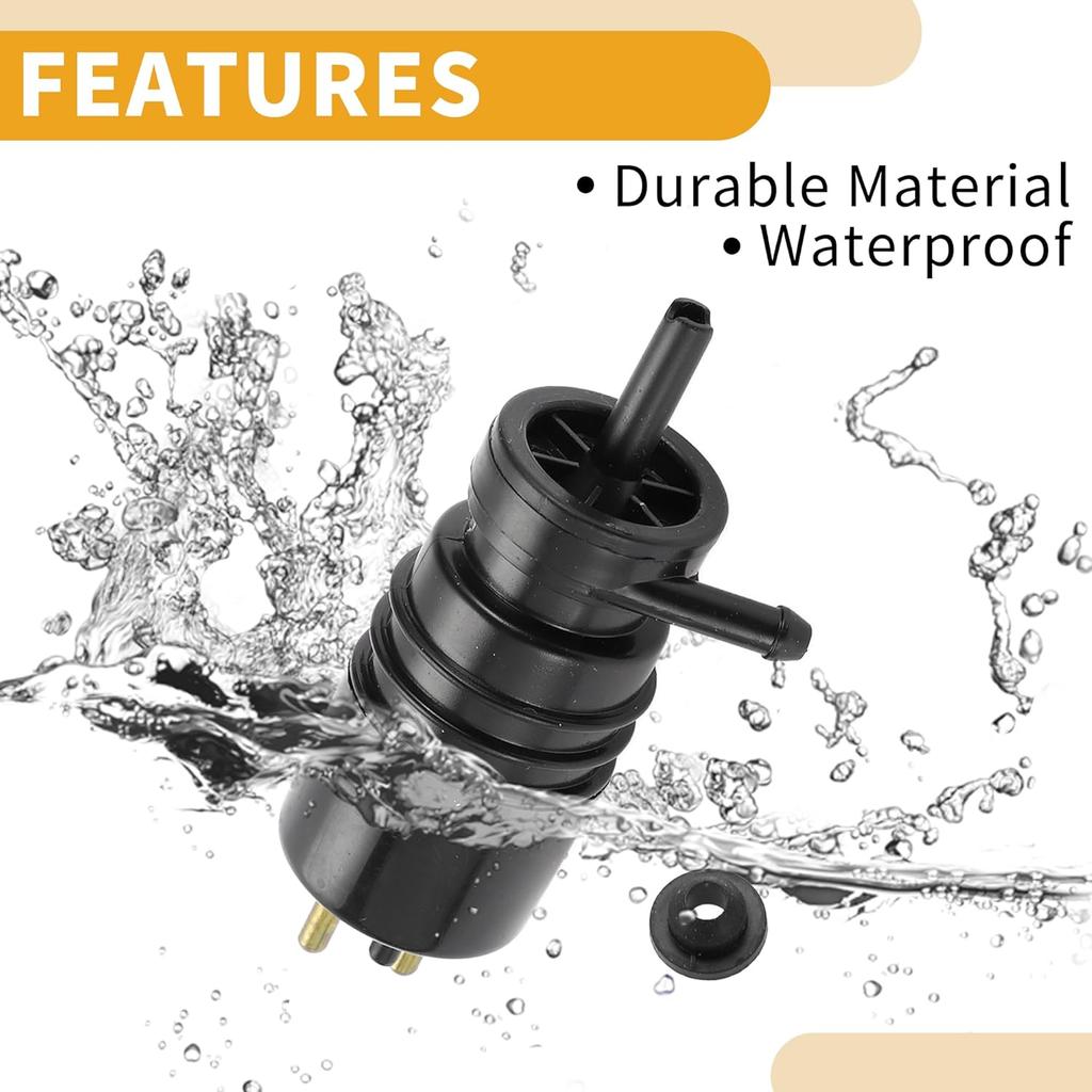 Windshield Washer Pump No.A2028690021 - Car Front Windshield Washer Fluid Pump - for Mercedes-Benz 560SL 1986-1989 Plastic Black with Grommet - 1 Pcs
