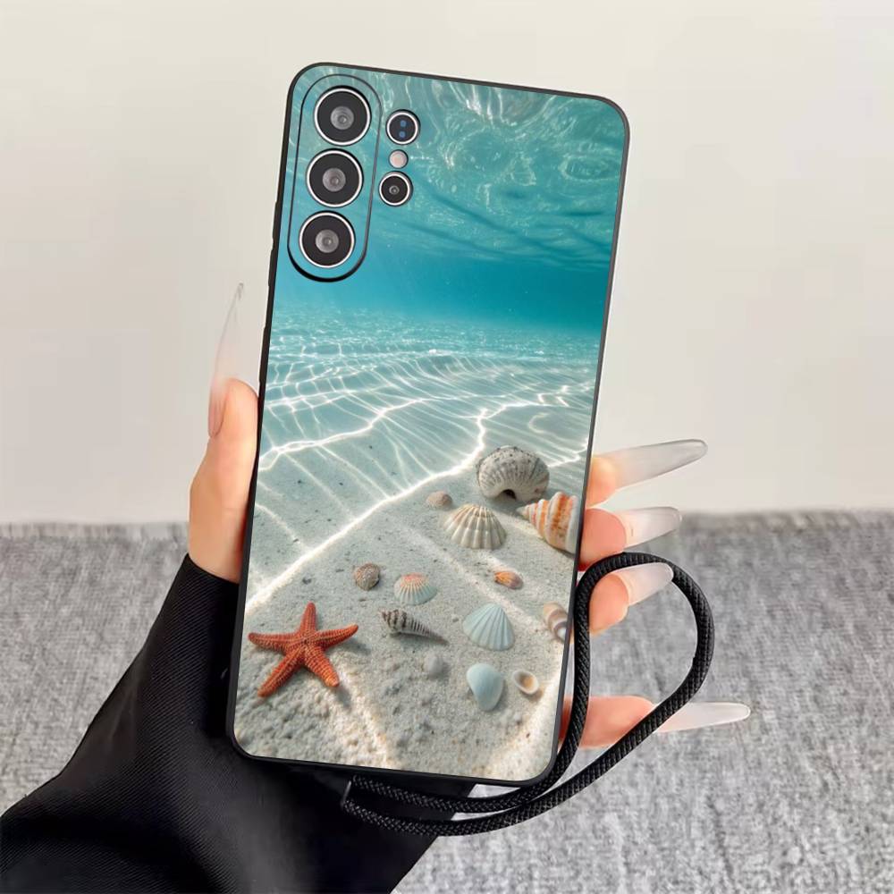 Sommer am Meer Handyhülle Für Samsung S25,S24,S21,S22,S23,S30,Ultra,S20,Plus,Fe,Weiche Silikon Schwarze Hülle