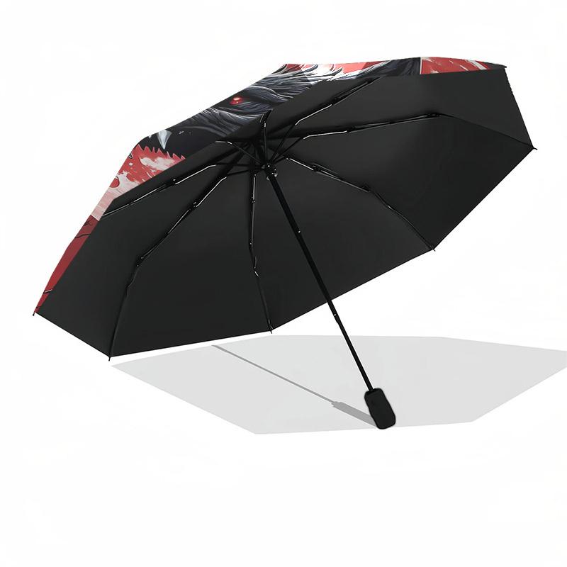 1 Stück Wolf Heulender MondÖffnen/Schließen Regenschirm-Winddicht, Kompakter Reise Regenschirm, Stabiler 8-Speichen Schaft, Outdoor Zubehör1158