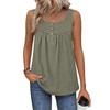 Women's Fashionable Plain Color, Round Neck, Button-Decorated Sleeveless Vest Top, Suitable For Both Inner And Outer Wear.