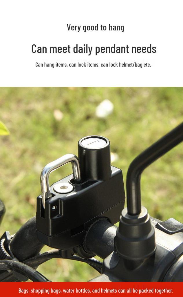 Electric Bike Helmet Anti-Theft Lock - Universal Motorcycle Handlebar Hook Cap