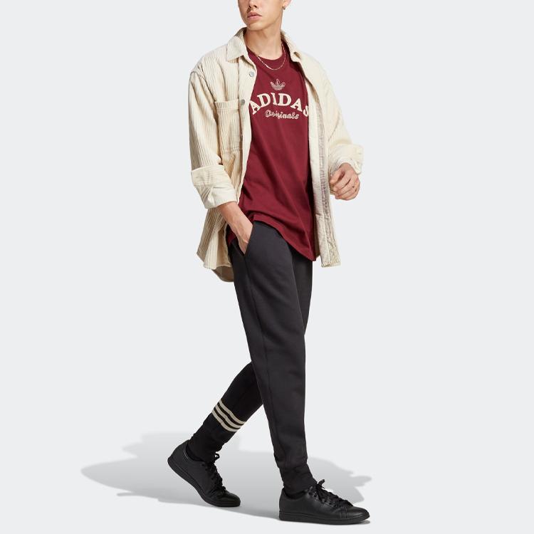 Adidas Originals Graphics Archive Tee With Letter Logo Print Men Tops Burgundy IC5763