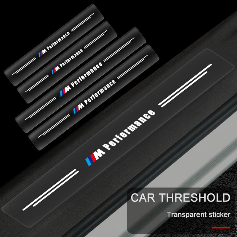 4ks Ochrana prahu auta Transparentní Dekorativní M LOGO Odznak 3D Samolepka Pro BMW M Performance E36 E46 E60 E90 E91 E92 E93 F30 F20 X1 X3 X5 X6 X7