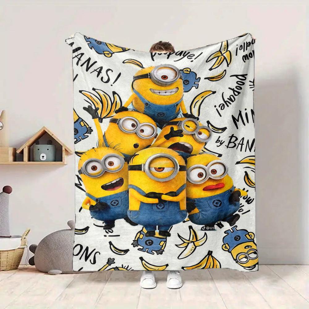 1Pc Minions Bananas Party Blanket Soft And Comfortable Casual Warm Camping Travel Christmas Halloween Gift M91750