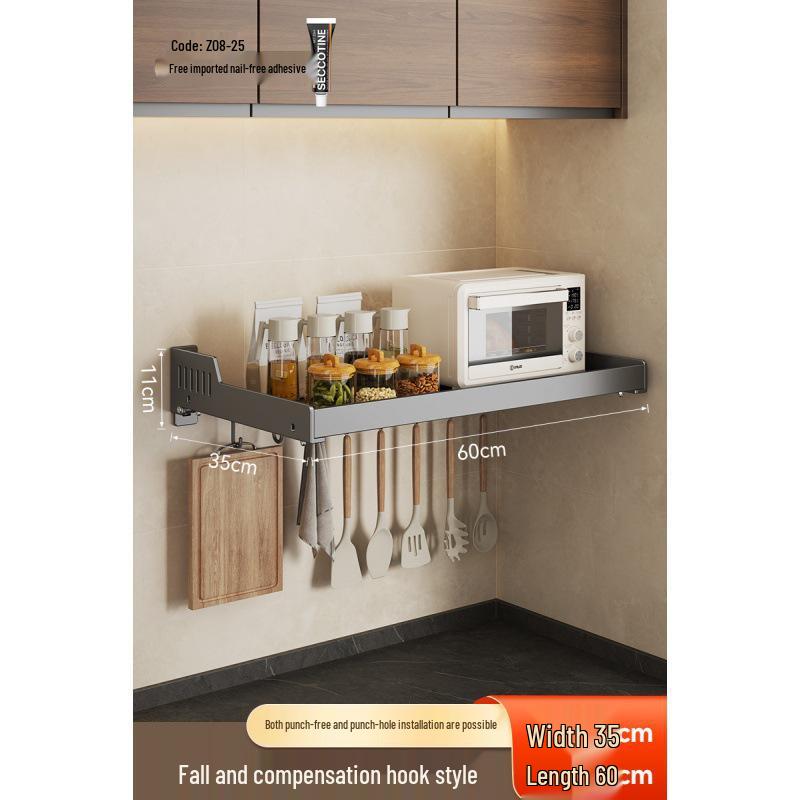 Punch-Free Kitchen Spice Rack: Wall-Mounted, Widened, Multifunctional Seasoning Storage Solution.
