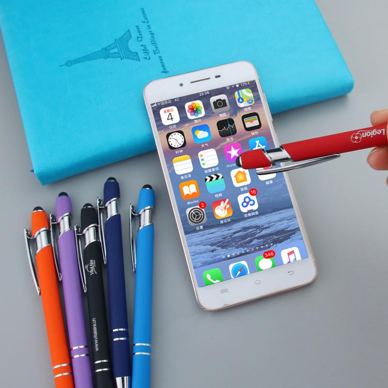 Metal Gel Pen with Black Ballpoint, Touch Screen Stylus, and Mobile Capacitive Pen