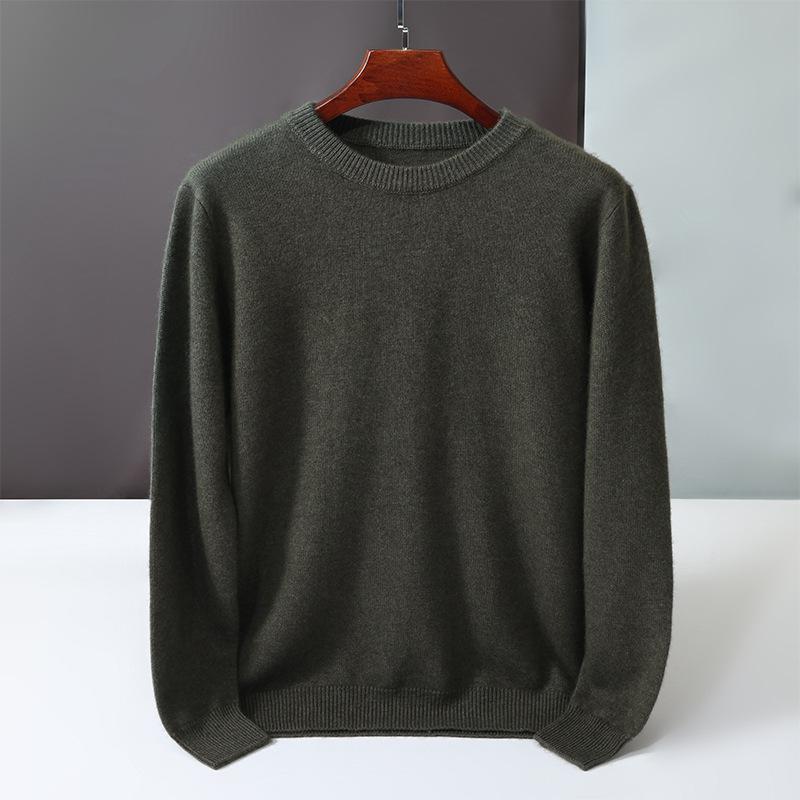 New round neck 100 pure cashmere sweater solid color loose thickened pullover knitted primed warm sweater