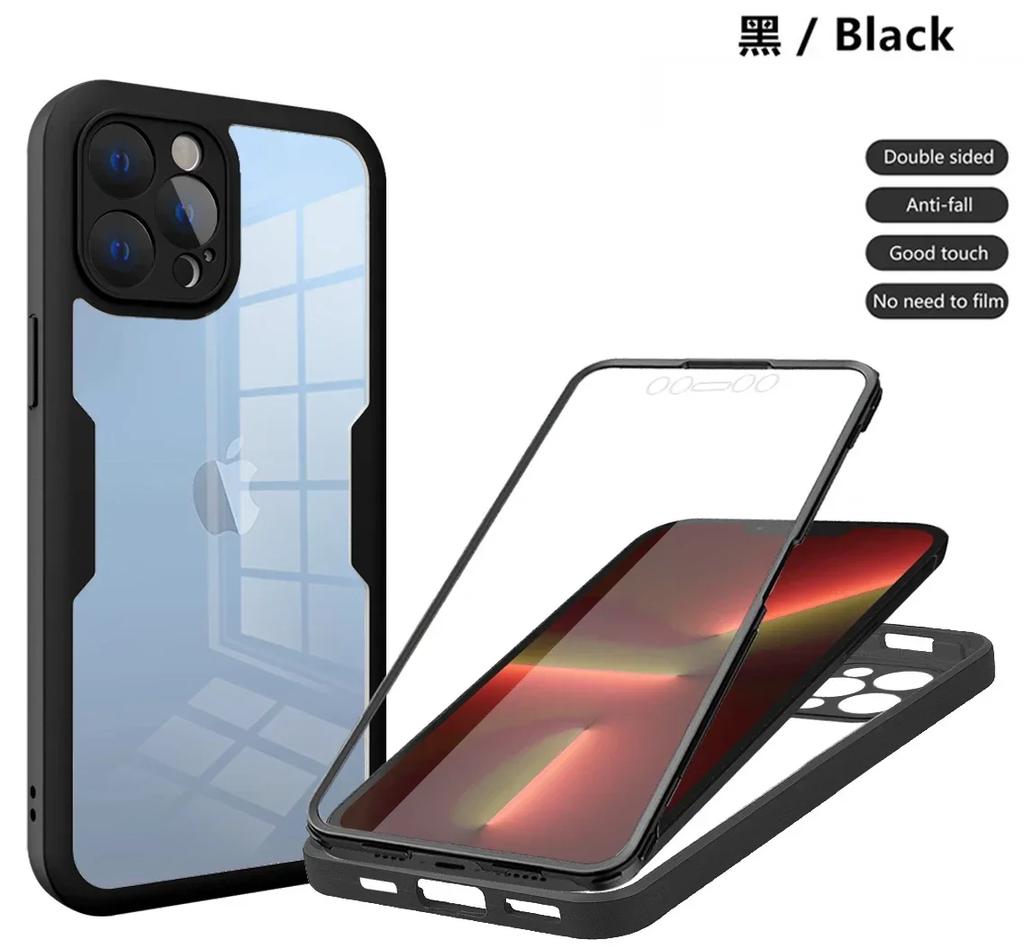 360 Degree Full Protect Liquid Silicon Case for iPhone 16 16E 15 14 13 12 11 Pro Max X XR SE Plus Shockproof Cover Screen Film