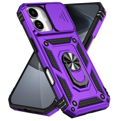 Custodia Blindata di Grado Militare con Supporto ad Anello e Copri Lenti Scorrevole per iPhone 17 Pro Max 16 15 14 13 Plus 12 11 Pro Max 16e 17 Air