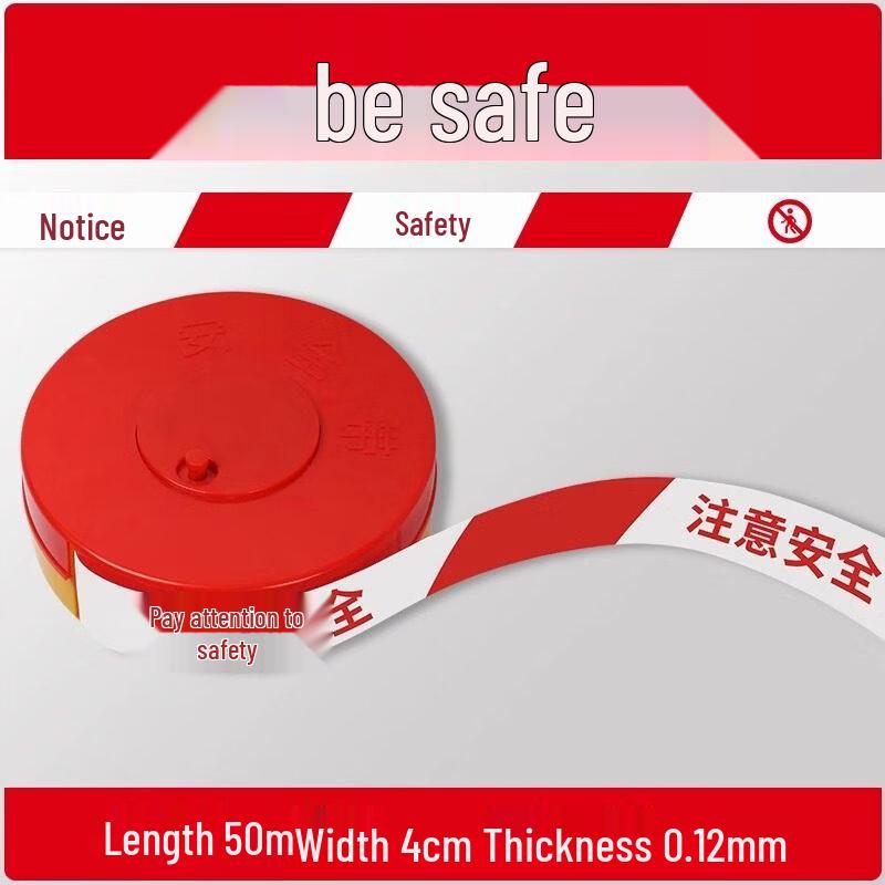Red & White Reflective Retractable Safety Warning Tape 50m