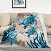 Sea Turtle Flannel Fleece Throw Blanket, Ocean Animal Tortoise Birthday Gifts Throws and Blankets, Decorative Cover In Bed Sofa