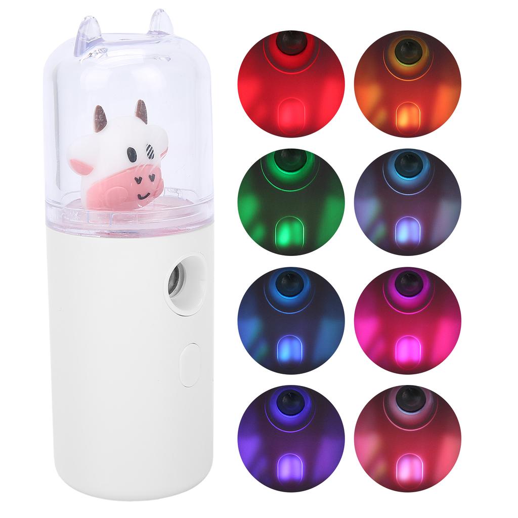 Lindo Rociador Facial de Animales de Dibujos Animados Portátil para Hogar Oficina Spray Hidratante para la Piel Blanco