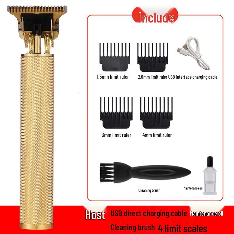 Rechargeable Retro Electric Hair Clipper for Men - Salon-Grade Carving & Trimming