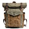 Luksusowe płócienne plecaki w stylu vintage dla mężczyzn płócienny skórzany plecak podróżny duże wodoodporne plecaki Retro Bagpack