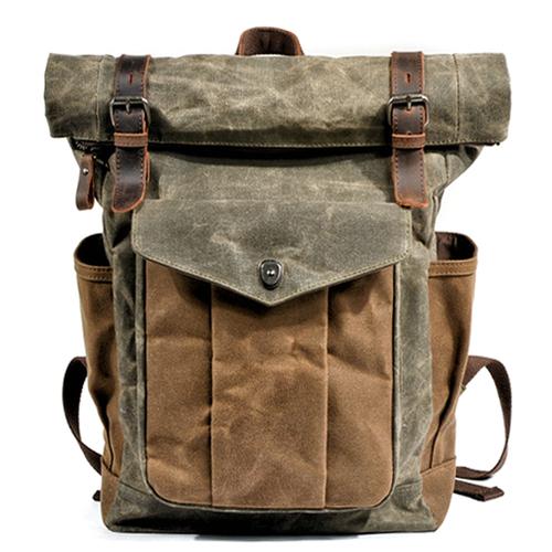 Luksusowe płócienne plecaki w stylu vintage dla mężczyzn płócienny skórzany plecak podróżny duże wodoodporne plecaki Retro Bagpack