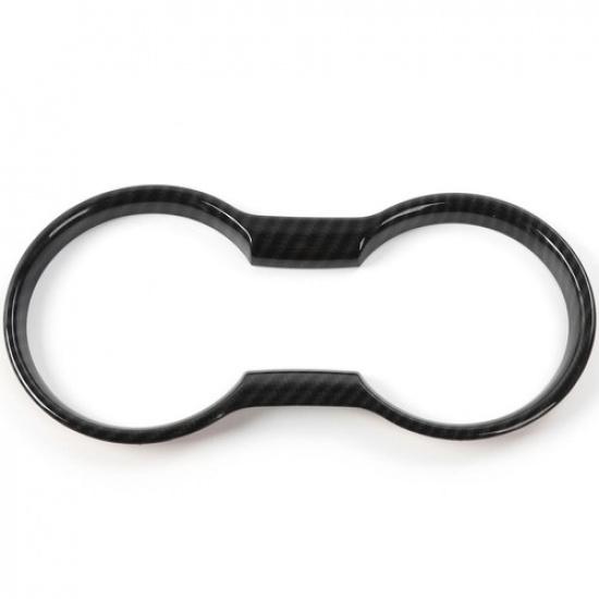 Cup Holder Cover Fit For Ford Mustang 2015-18 Carbon Fiber Interior Trim Molding