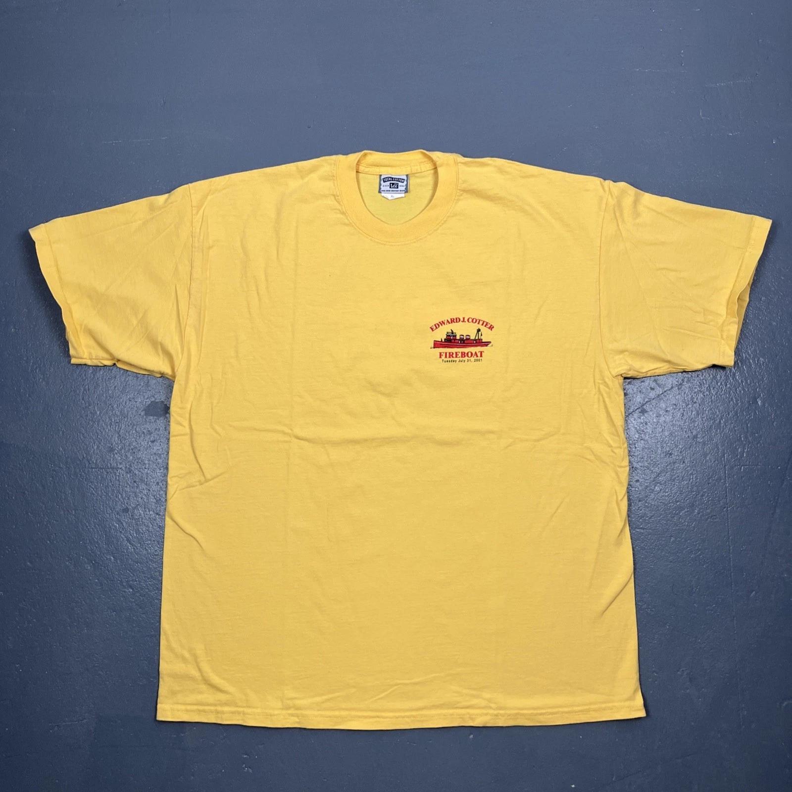 

Vintage Edward J Cotter Fireboat Tshirt Yellow XL Dbl Sided VTG 2001 History L
