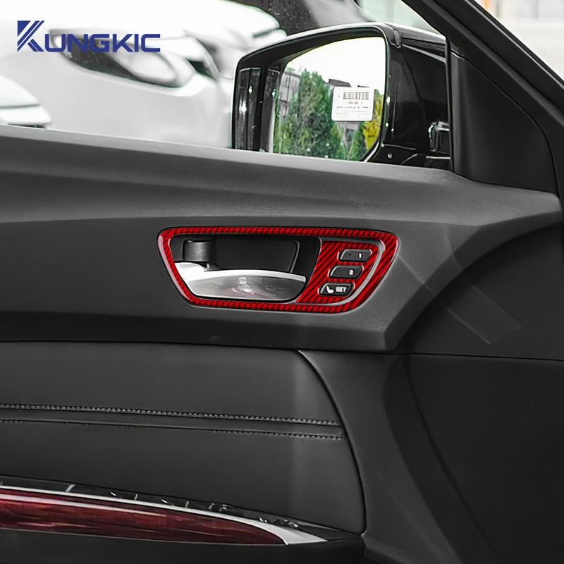 For Acura TLX 2015 2016 2017 2018   LHD Car Inner Door Handle Frame Trim Accessories Real Soft Carbon Fiber Sticker