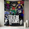 Teen Titans Wall Tapestry Aesthetic Wall Hanging Printed Fabric Blanket Decorative Tapestries For Bedroom Living Room Home Decor