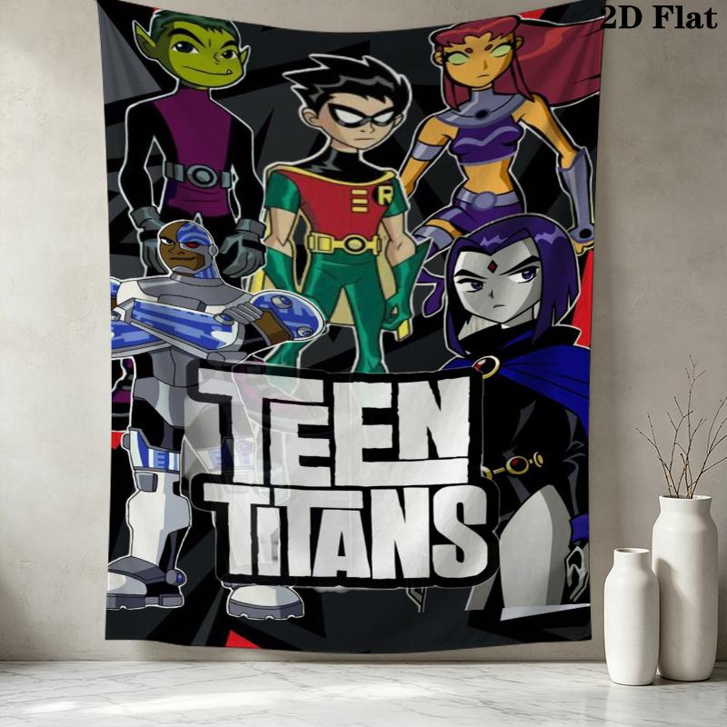 Teen Titans Wall Tapestry Aesthetic Wall Hanging Printed Fabric Blanket Decorative Tapestries For Bedroom Living Room Home Decor