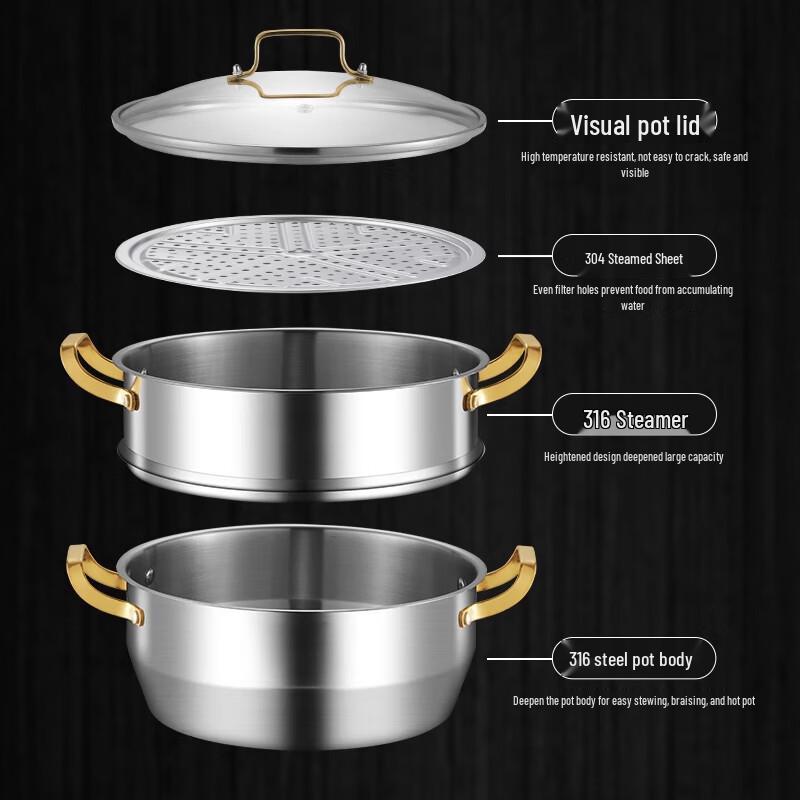 Sule 316 Stainless Steel Multi-Layer Steamer Soup Pot