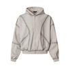 Mens Retro American Hooded Sweatshirt Geometric Print Patchwork Design Zip-Up Casual Fall Outerwear
