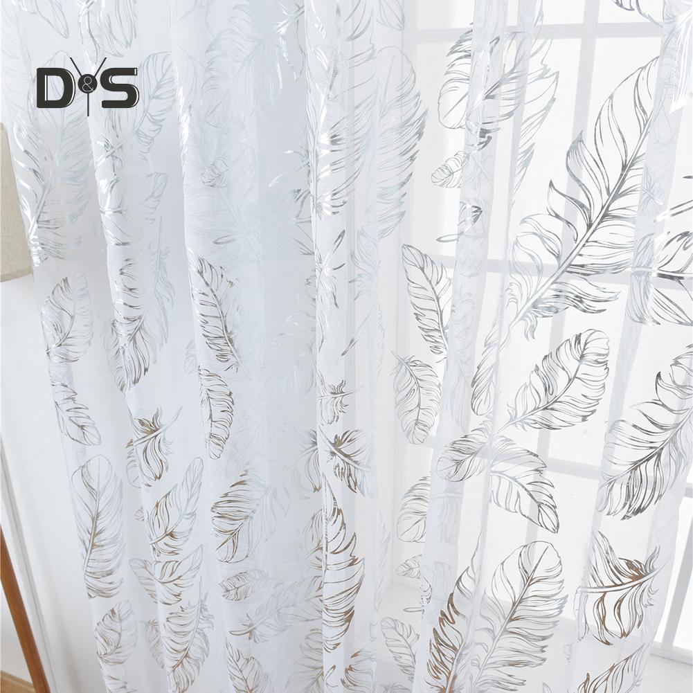 DYS Home Decor Feather Design Drape Balcony Window Tulle Voile Sheer Curtain