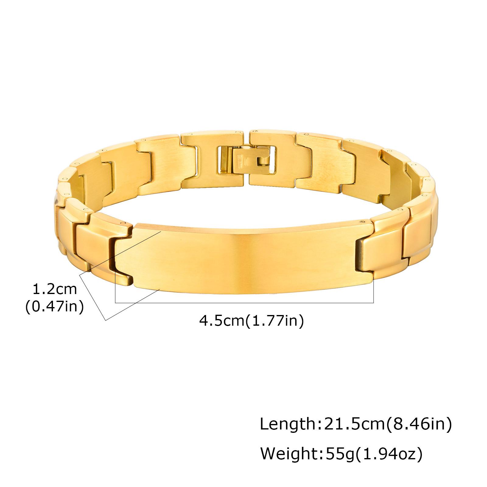 

Vnox Free Personalized Men s Stainless Steel Strap Bracelet, Curved ID Tag Band, 21.5cm Watch Chain, Luxury Gift for Dad Husband