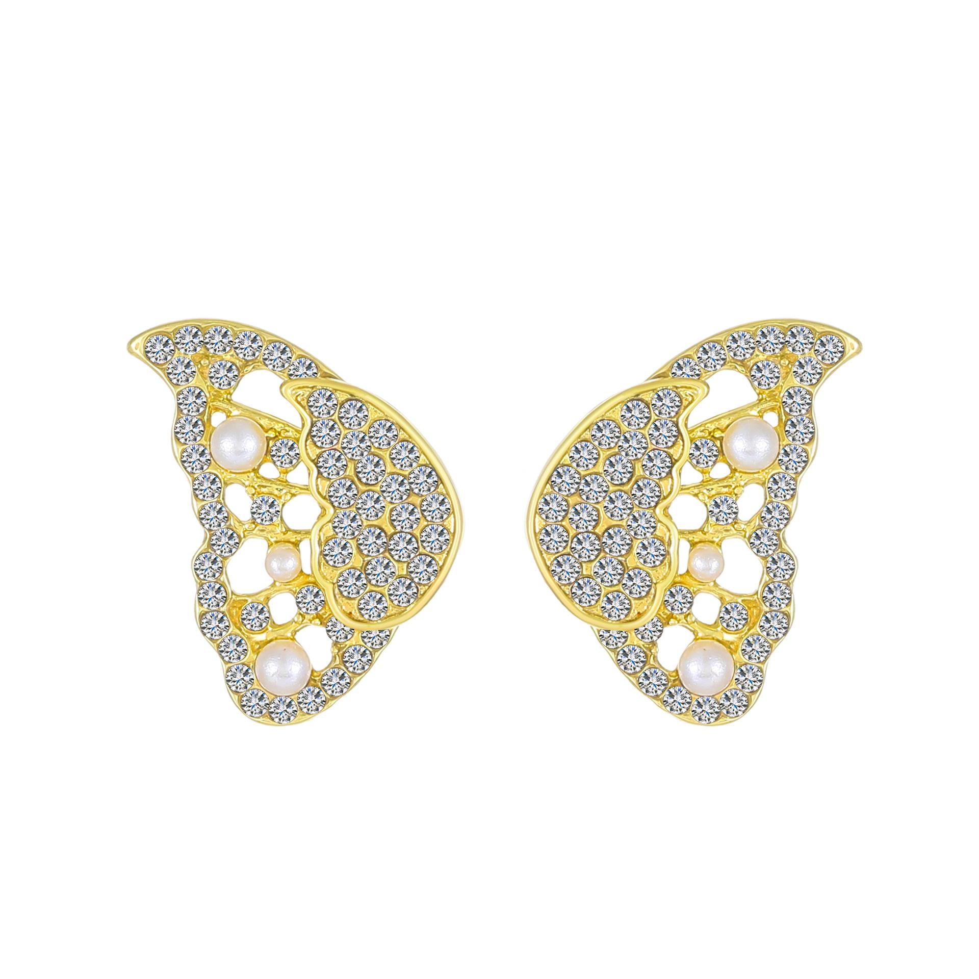 

Новые персонализированные женские серьги с микроинкрустацией жемчугом и бабочкой