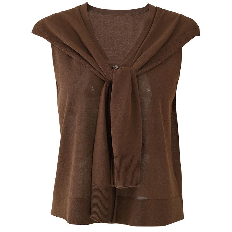 Yalida Minimalist Style Shawl V-Neck Knitted Sleeveless T-Shirt Women's Versatile Casual Vest Two-Piece Set