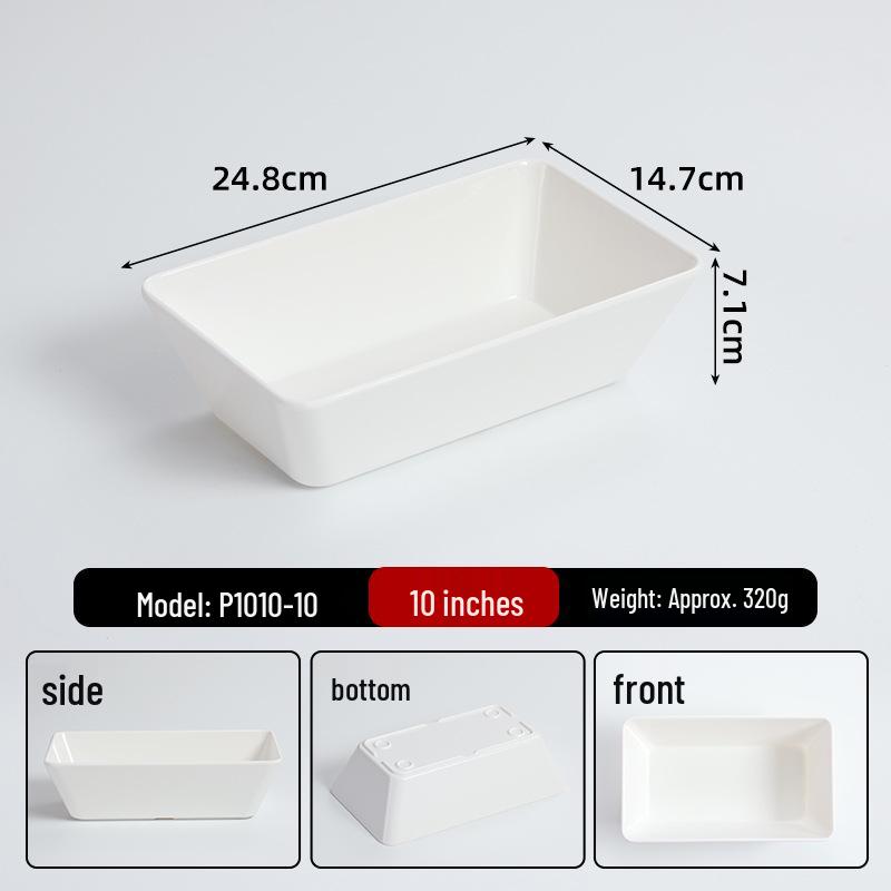 Melamine Thickened Rectangular Hot Pot Dish Plate for Restaurant Skewers, Chicken, Cooked Food Display