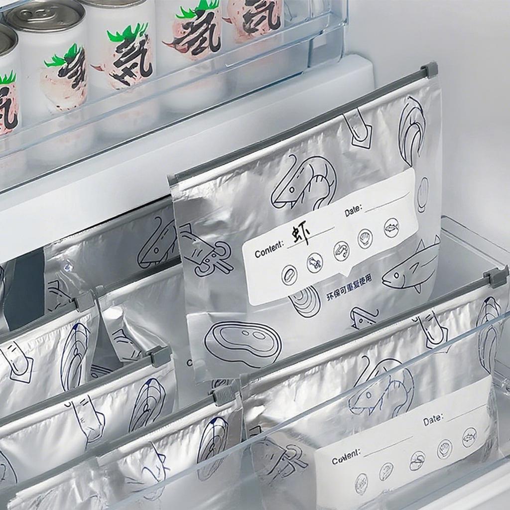 10/30PCS Aluminum Foil Bags with Label and Zip Lock Stand Up Foil Sealable Bags Heavy Duty Freezer Bags for Vegetable Fruit Meat