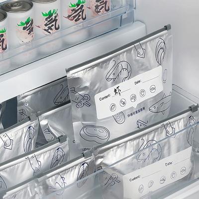 10/30PCS Aluminum Foil Sealable Storage Bags with Label and Zip Lock Aluminum Foil Bags Freezer Bags for Meat Seafood Vegetables