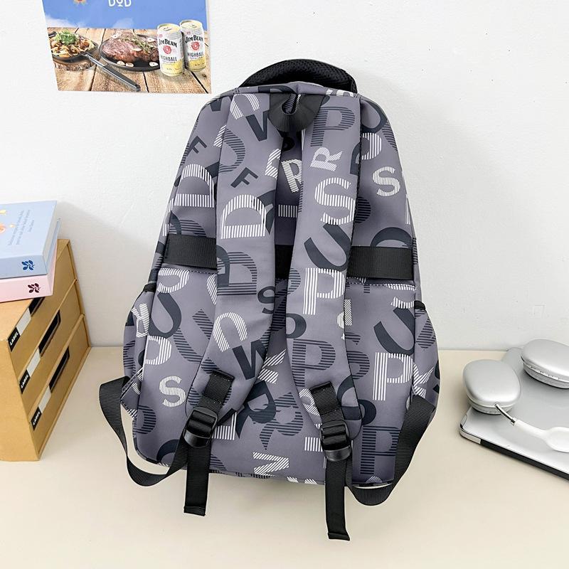 Schoolbag American Trendy Cool Sense Letter Graffiti Backpack Junior High School Student Party Class Holiday Travel Multi-compartment Backpack