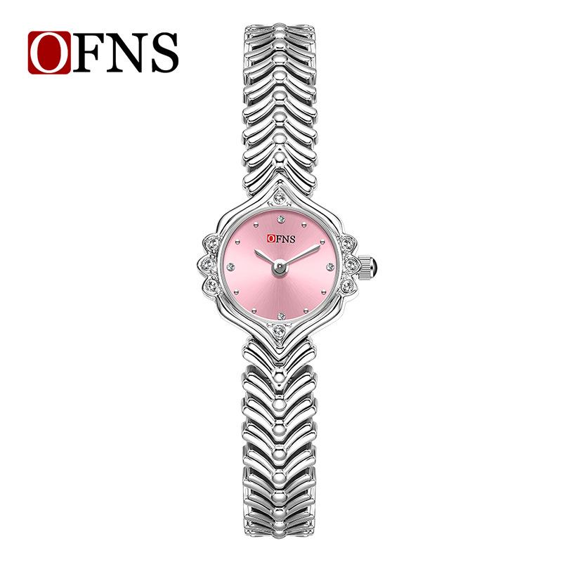 OFNS Elegant Women's Quartz Watch - Diamond-Inlaid Wheat Ear Design, Light Luxury, Waterproof, High-End Feel.