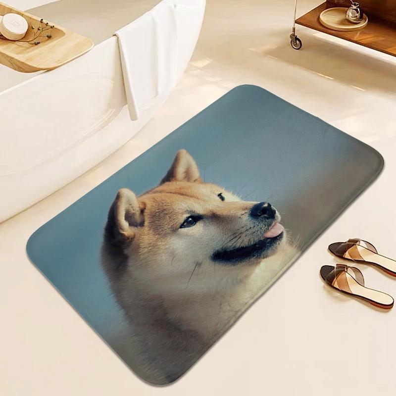 Bathroom Mat Shiba Inu Rug for Bedroom Doormat Entrance Door Living Room Bedroom Floor Carpet Anti Slip Modern Home Decoration
