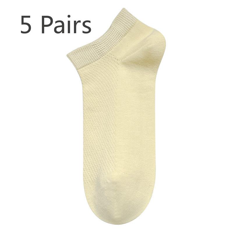 5 Pairs of Women's Summer Cotton Breathable Mesh Boneless Deodorant Wicking Sweat Low Top Boat Socks