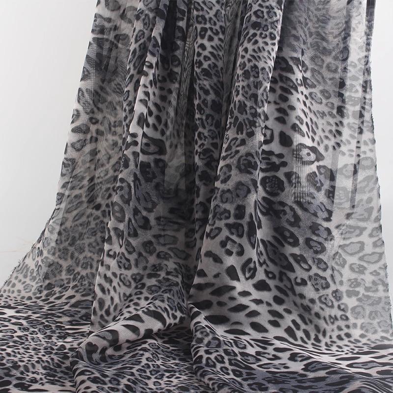 100x150cm 75D Imprimeu Leopard Șifon Material Rochie de Var cu Bretele Protecție Solară Subțire Transparentă Cădere Liberă Material Șifon Fără Șifonare