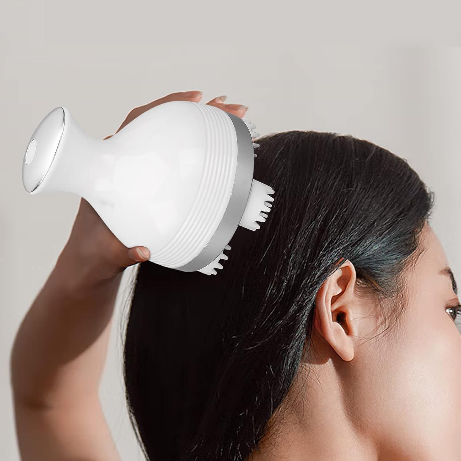 

Ручной массажер для головы Электрический массажер для кожи головы, Водонепроницаемый Портативный USB Перезаряжаемый Массажер для кожи головы с 4 головками, Снятие стресса белый