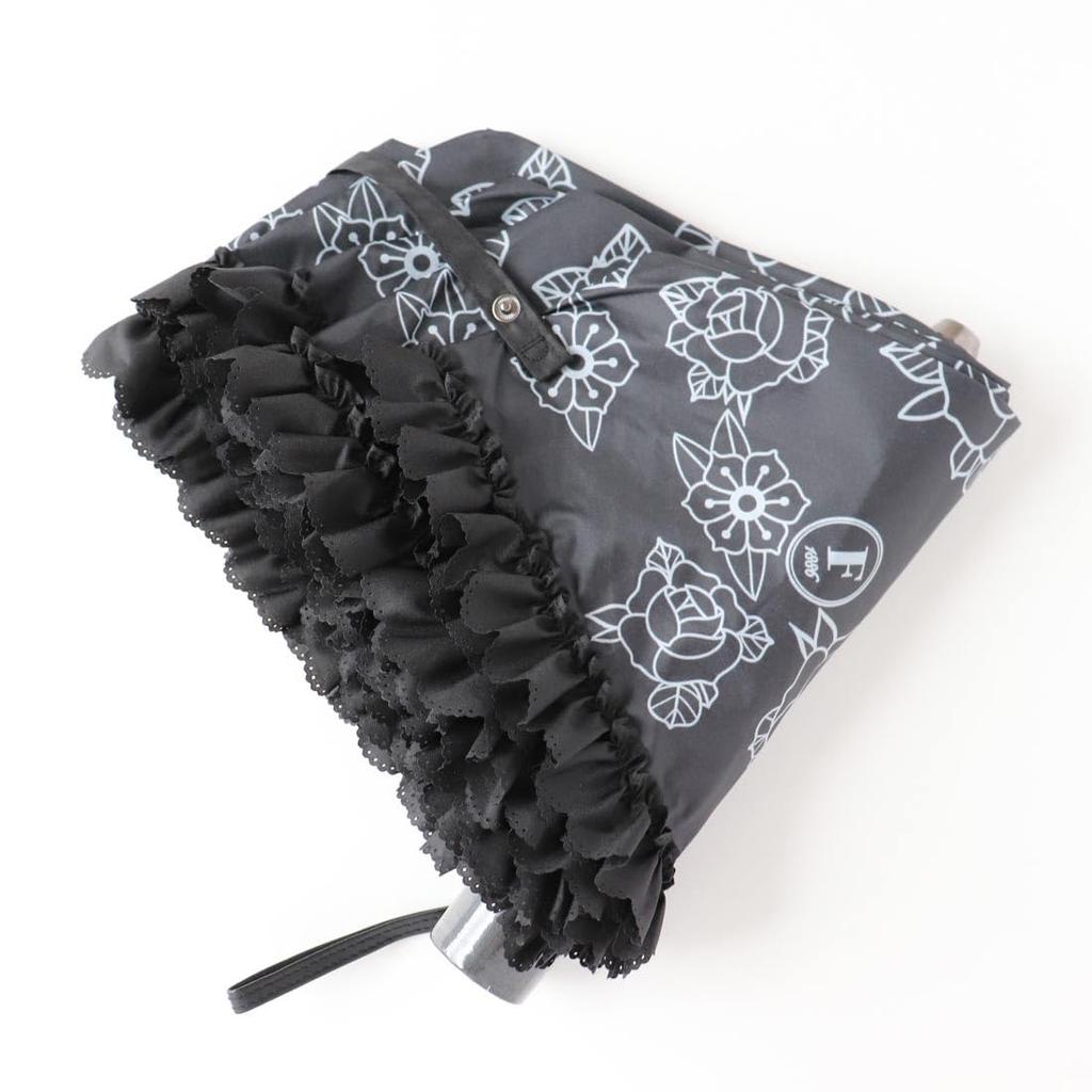 FAUCHON Folding Parasol Monotone Ange Black (with Pouch) 001266-0001-02