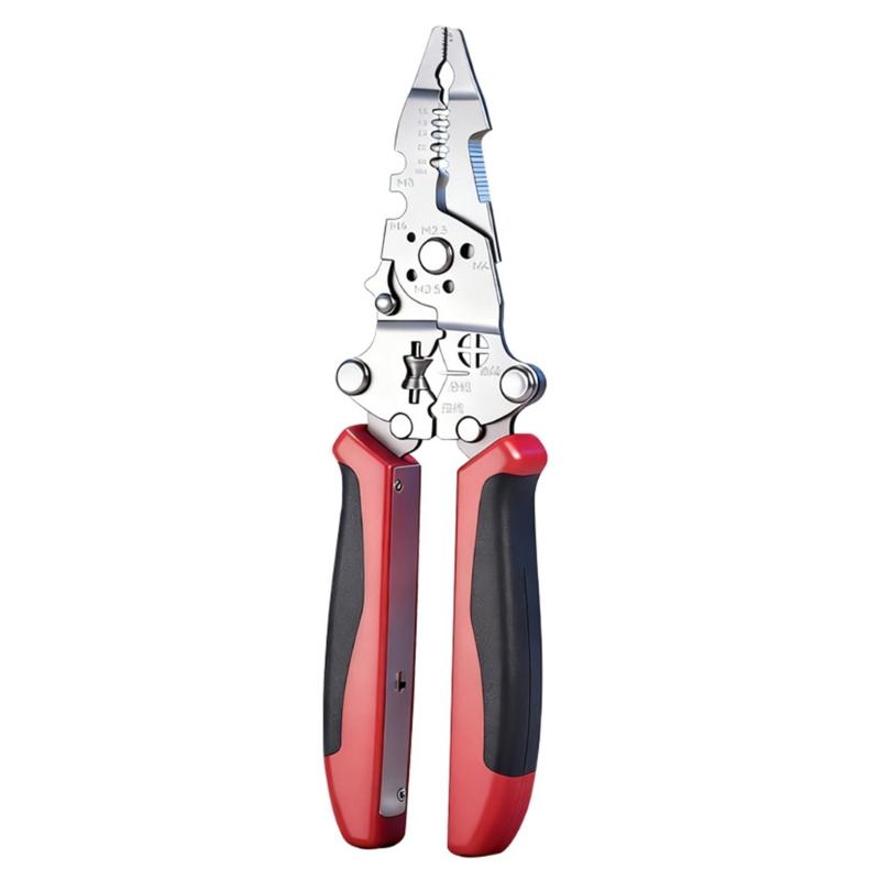 Space Saving Foldable Electrician Pliers Tool With Illumination For Wire Stripping Cutting And Crimping In Low Light 1