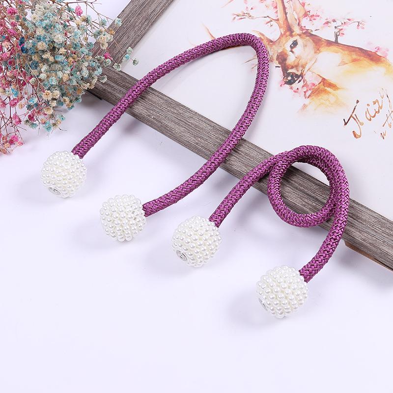 

2025 Магнитные Подхваты Для Штор Плетеные Шариковые Пряжки Без Пробойника Зажимы Для Удержания Драпировки Tali Tirai Magnetik 2pcs фиолетовый