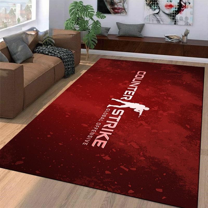 CSGO Game Logo Printed Flannel Carpet, Non-slip, Suitable for Bedroom, Living Room, Children's Room Decoration