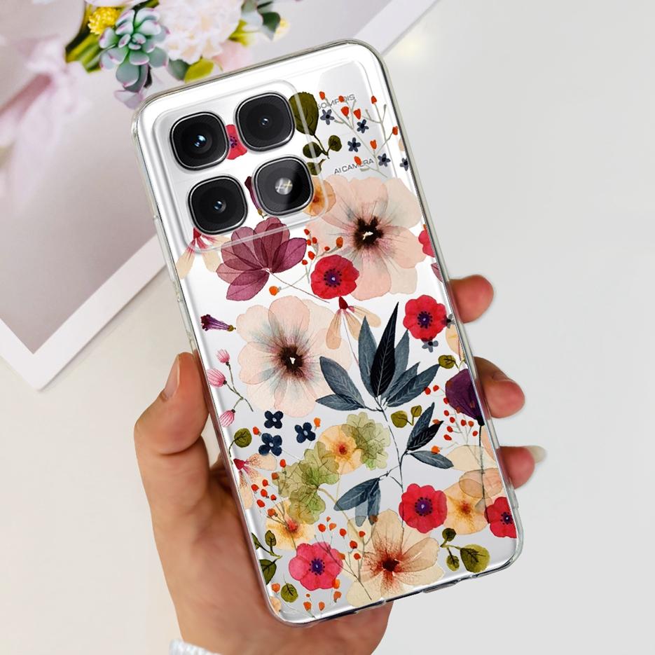 For Xiaomi 14T Pro Case Stylish Flowers Painted Cover 6.67'' Clear Silicone Phone Case For Xiaomi Mi 14T 14TPro Mi14T Soft Shell