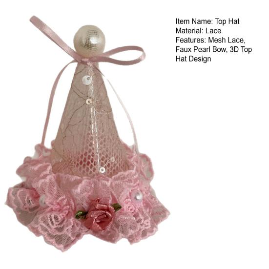 Top Hat Hair Clip with Mesh Lace Imitation Pearl Bow Decor Three-Dimensional Design Birthday Hat Headgear Photo Prop